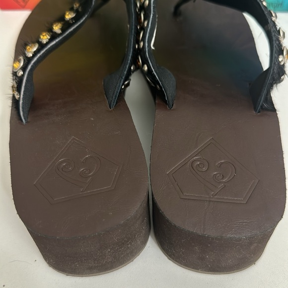 Cowgirl Jewels Horse Hair Wedge Flip Flops (CJ42AMBER) - Picture 5 of 7